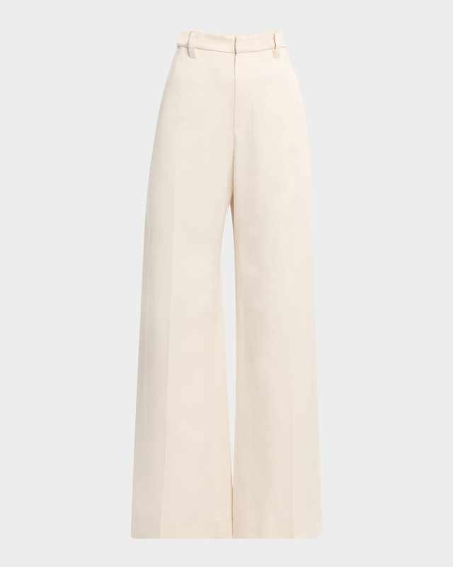 Satin Cady Wide-Leg Pants
